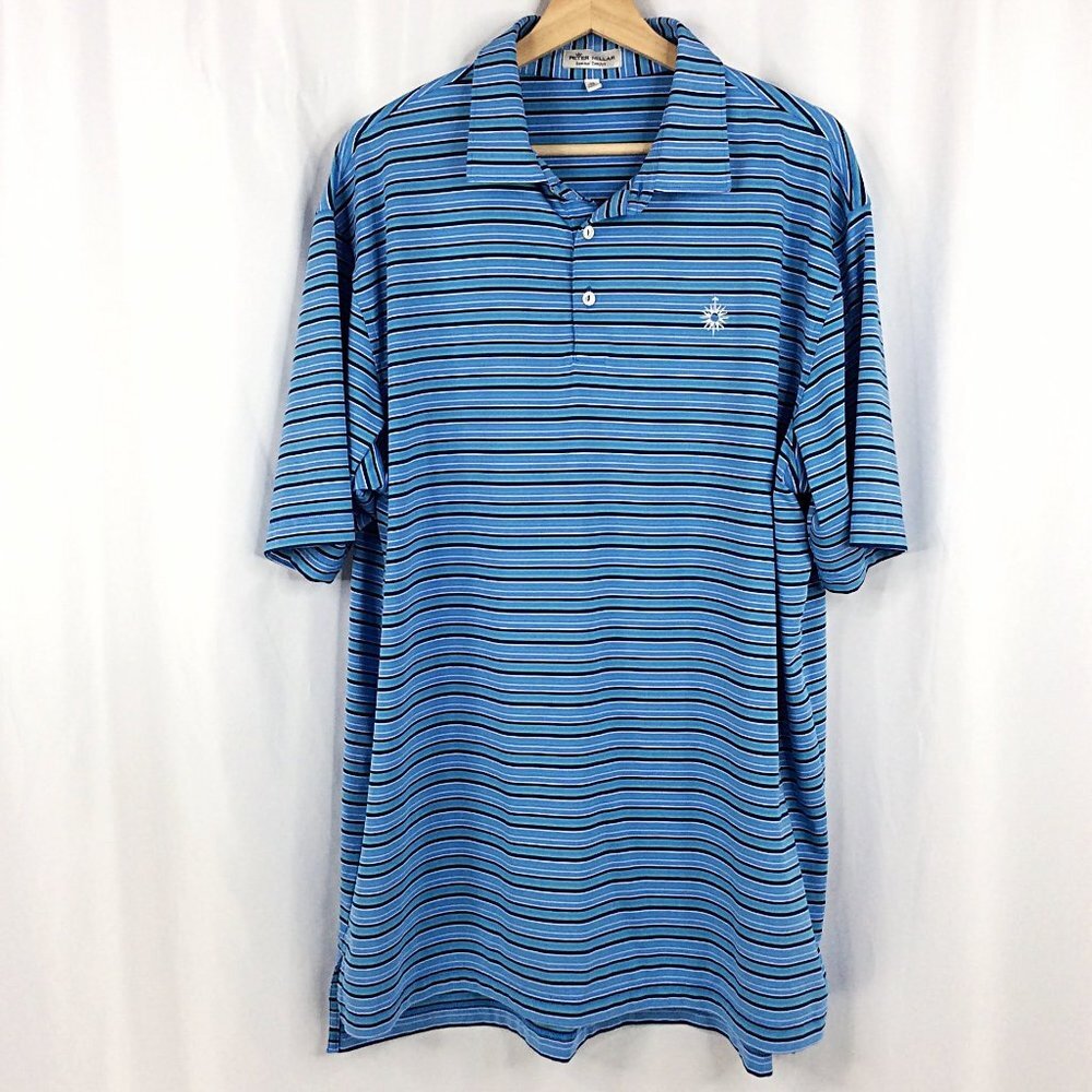 Peter Millar Men's Golf Polo Shirt XL‎ Striped Summer Comfort Performance